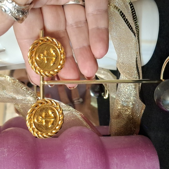 Anne Klein Jewelry - Anne Klein Goldtone nautical coin postback earrings Vintage